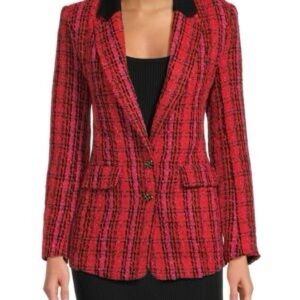 Endless Rose Red and Black Plaid Blazer